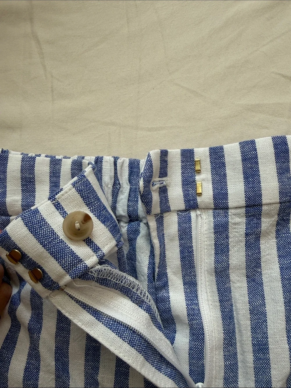 J. Crew Navy and White Vertical Stripe Bermuda Shorts